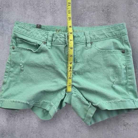 LC Lauren Conrad Stretch Denim Mid-Rise Shorts Mint Green Sz: 6 - Picture 8 of 10